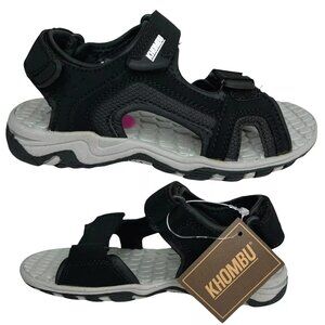 Khombu Little‎ Boys Sporty Sandals Size 11-13 Black Adjustable Straps Durable
